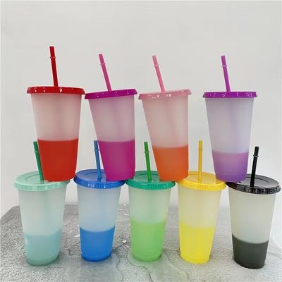 Voltar à Escola 16oz/24oz de plástico livre de BPA Copo de café garrafa de água fria com tampa e palha