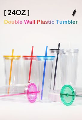 Custom Stylish Simple 710ML garrafa de água limpa com tampa e logotipo de palha impressão aceita
