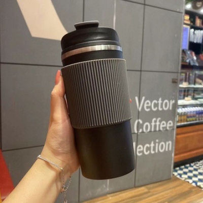 Copo de café isolado de aço inoxidável de parede dupla com tampa portátil à prova de vazamento