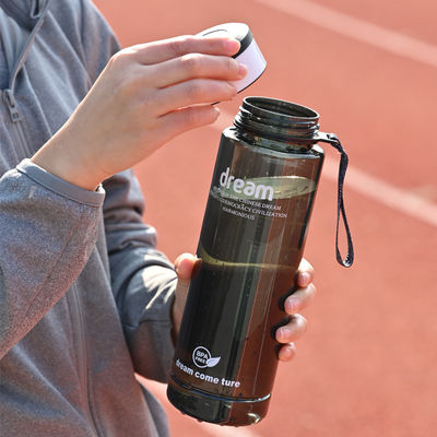 1L de PET plástico isolante térmico garrafa de água com marcador de tempo para ginástica, esportes e acampamento