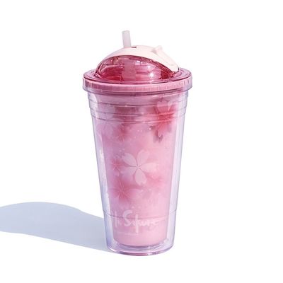 Isolamento térmico garrafa de água Cherry Blossom 480ml logotipo personalizado plástico Tumbler Cup
