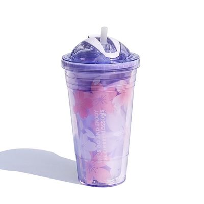 Isolamento térmico garrafa de água Cherry Blossom 480ml logotipo personalizado plástico Tumbler Cup
