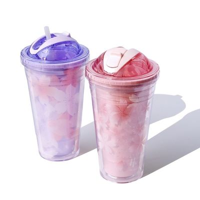 Isolamento térmico garrafa de água Cherry Blossom 480ml logotipo personalizado plástico Tumbler Cup