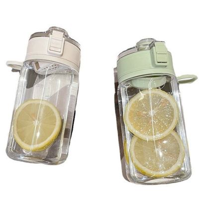 Garrafa de plástico PC resistente ao calor Flip Top Garrafa de água elegante com filtro removível