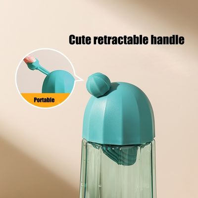 Garrafa de água potável de plástico resistente a altas temperaturas de 480 ml com alça telescópica