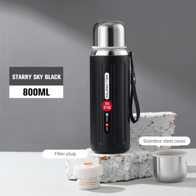Flasca de vácuo de desporto ao ar livre de design moderno 600/800ml Garrafa de água de boca larga com palha