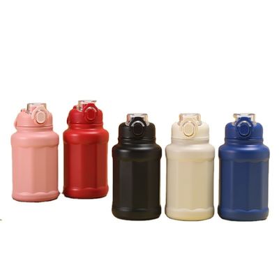 Garrafa de água de desporto ao ar livre de aço inoxidável com palha de grande capacidade 1000ml Logotipo personalizado