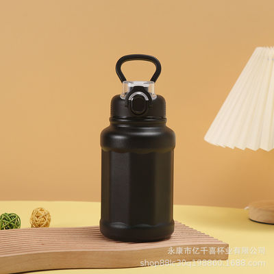 Garrafa de água de desporto ao ar livre de aço inoxidável com palha de grande capacidade 1000ml Logotipo personalizado