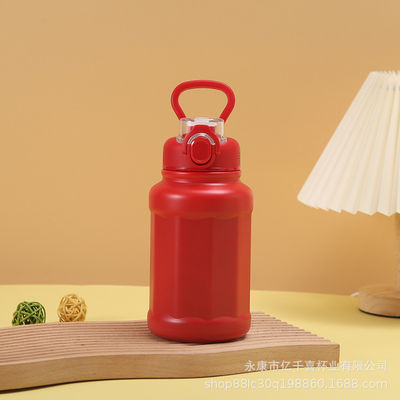 Garrafa de água de desporto ao ar livre de aço inoxidável com palha de grande capacidade 1000ml Logotipo personalizado