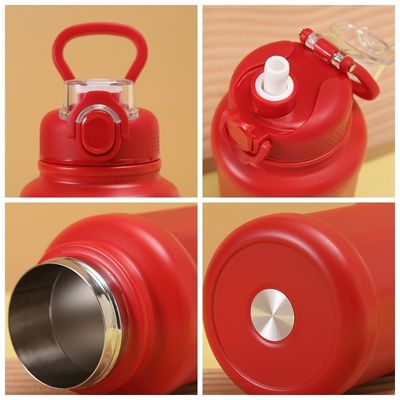 Garrafa de água de desporto ao ar livre de aço inoxidável com palha de grande capacidade 1000ml Logotipo personalizado