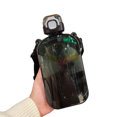 2024 Popular Copo de Água de Plástico Quadrado Garrafas de Água Transparentes Com Faixa Para Ginástica Esporte