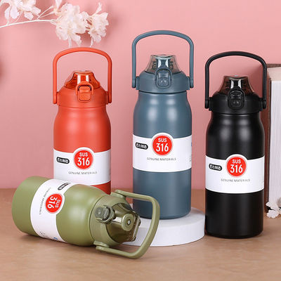 1000 ml 316 frascos de vácuo de aço inoxidável de camada dupla com tampa e alça Mantenha quente-frio 12 horas Logotipo personalizado