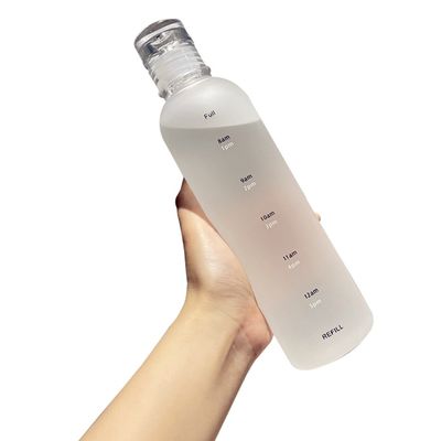 Garrafa de água de plástico de marcação de tempo de 500 ml com tampa e tampa para viagens esportivas de acampamento