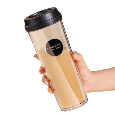 320/420/520ml/700ml Garrafa de água de plástico de parede dupla ecológica com tampa à prova de vazamento