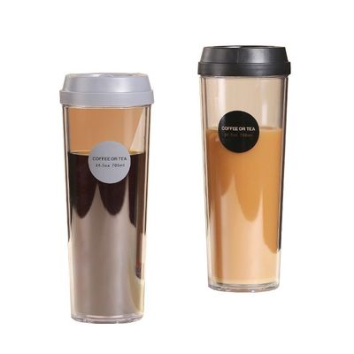 320/420/520ml/700ml Garrafa de água de plástico de parede dupla ecológica com tampa à prova de vazamento