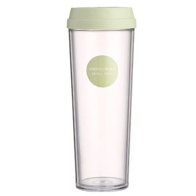 Copo de plástico transparente de 700 ml para café com desempenho de isolamento térmico duplo isolado