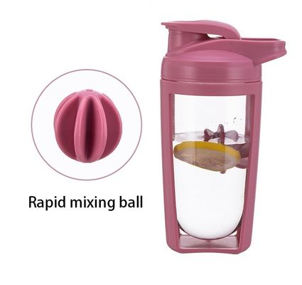 Garrafa de shaker de proteína de ginásio de 650ml de plástico transparente durável com logotipo personalizado e bola de agitação