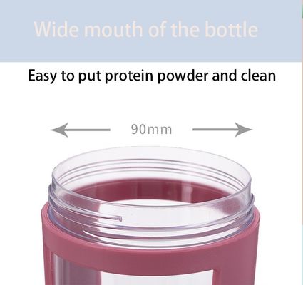 Garrafa de shaker de proteína de ginásio de 650ml de plástico transparente durável com logotipo personalizado e bola de agitação