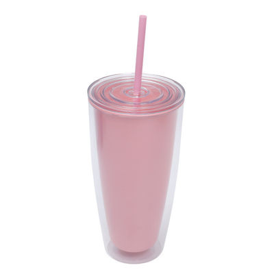 750 ml de capacidade Copo de plástico transparente com tampa e palha para bebê reutilizável