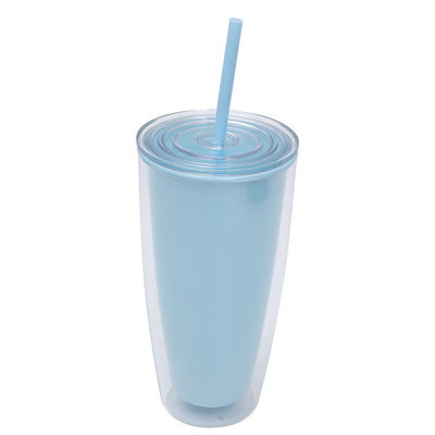 750 ml de capacidade Copo de plástico transparente com tampa e palha para bebê reutilizável