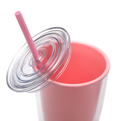 750 ml de capacidade Copo de plástico transparente com tampa e palha para bebê reutilizável