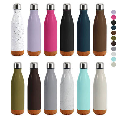 Flascas de vácuo Termoses 500 ml Bottle de água de aço inoxidável com fundo de cortiça