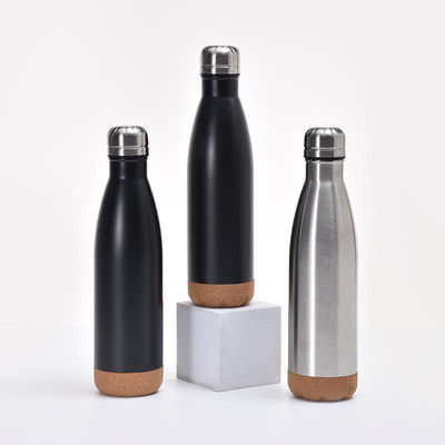 Logotipo de cores personalizadas 500ml garrafa de água de aço inoxidável com fundo de cortiça