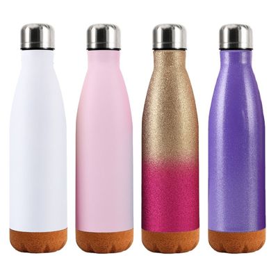 Logotipo de cores personalizadas 500ml garrafa de água de aço inoxidável com fundo de cortiça