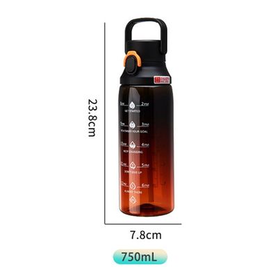 Garrafa de água de cor gradiente 750ml Capacidade Material de PC sustentável com marcador de tempo