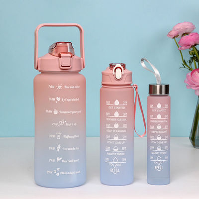 3pcs/set garrafa portátil de água esportiva de cor gradiente 2000ml 900ml 280ml com tampa