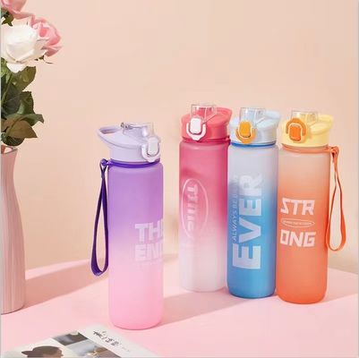 1L garrafa de plástico para bebidas desportivas com marcador de tempo e sem isolamento