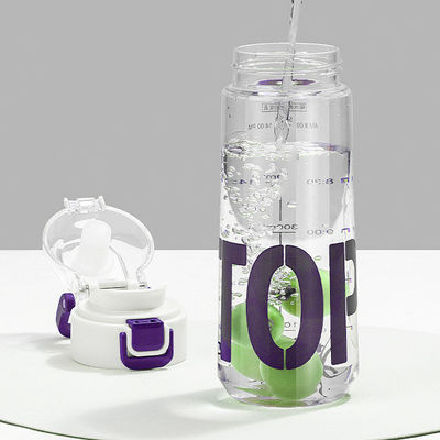 Tipo de palha Eco-friendly Bpa Free Tritan Sports Bottle com marcador de tempo e mão para viagens esportivas ao ar livre