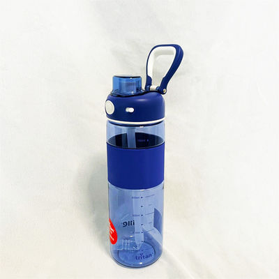 Tritão preto à prova de vazamento BPA garrafa de água desportiva livre com marcador de tempo 680 ml garrafa de água de plástico motivacional