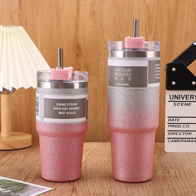 20OZ 30OZ Garrafa de água de aço inoxidável Design personalizado Colorido Sport Straw Thermos Flask