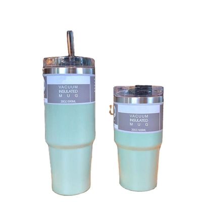 Garrafas de termo portáteis com canudos Custom 20 oz / 30 oz de aço inoxidável Copo de água isolado