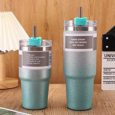 Copo de água isolado de aço inoxidável com palha para viagens e estilos de vida ativos