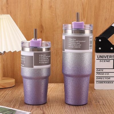 Copo de água isolado de aço inoxidável com palha para viagens e estilos de vida ativos