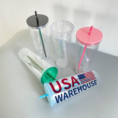 Tubarão de plástico isolado 24 oz copos acrílicos de parede dupla para bebidas quentes / frias