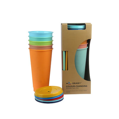 Impressão personalizada livre de BPA água fria de mudança de cor tumbler com tampa e palha abastecida