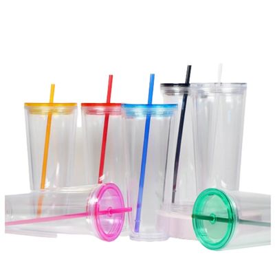 710ml garrafa de água limpa 24oz tumblers de plástico com tampa e palha para ocasião da festa