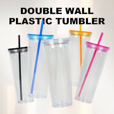 710ml garrafa de água limpa 24oz tumblers de plástico com tampa e palha para ocasião da festa