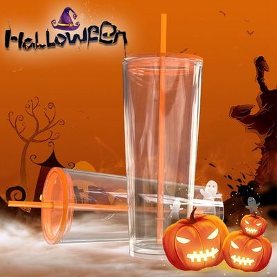 710ml garrafa de água limpa 24oz tumblers de plástico com tampa e palha para ocasião da festa