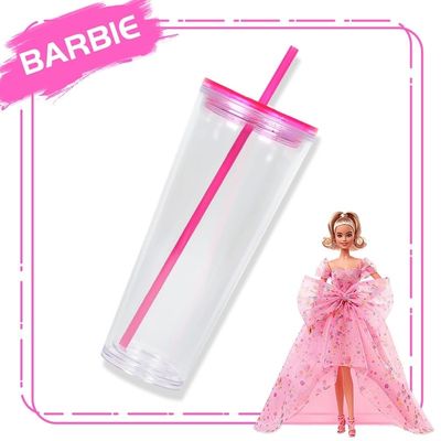 710ml garrafa de água limpa 24oz tumblers de plástico com tampa e palha para ocasião da festa