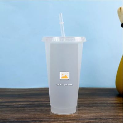 710ml garrafa de água limpa 24oz tumblers de plástico com tampa e palha para ocasião da festa