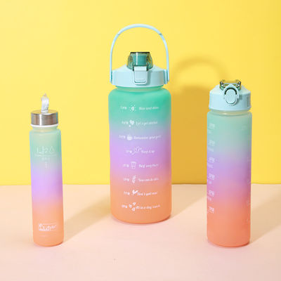 2000 ml 900 ml 300 ml 3 em 1 garrafa de palha de plástico personalizada com marcador de tempo para ginásio e esportes