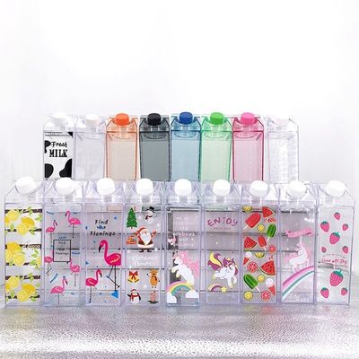 Contemporâneo 17oz 500ml de plástico de qualidade alimentar para o exterior Leite transparente Quadrado Caixa de papelão garrafa de água