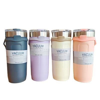 Logotipo personalizado aceitável Copo de viagem ao ar livre de aço inoxidável com corda de silicone