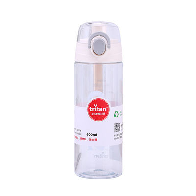 600 ml de garrafa de água transparente de Tritão garrafa de plástico para bebida desportiva com tampa de alça