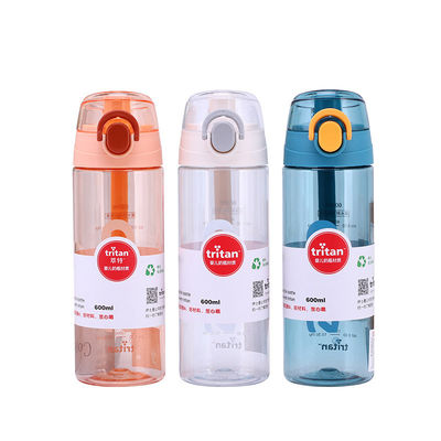 600 ml de garrafa de água transparente de Tritão garrafa de plástico para bebida desportiva com tampa de alça