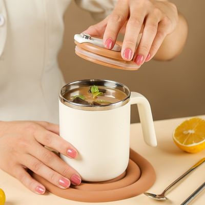 500 ml Copo de café de aço inoxidável boca larga Design personalizado portátil com alça e tampa